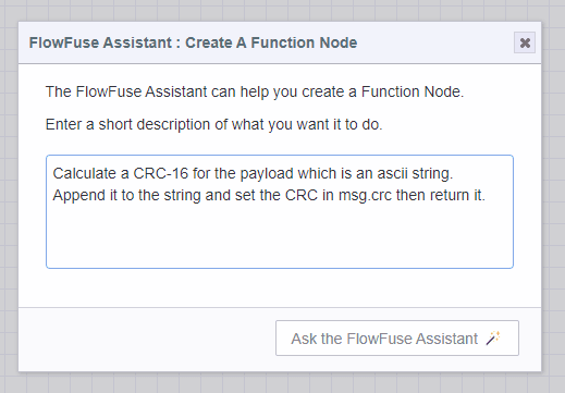 FlowFuse Assistant Input Dialog
